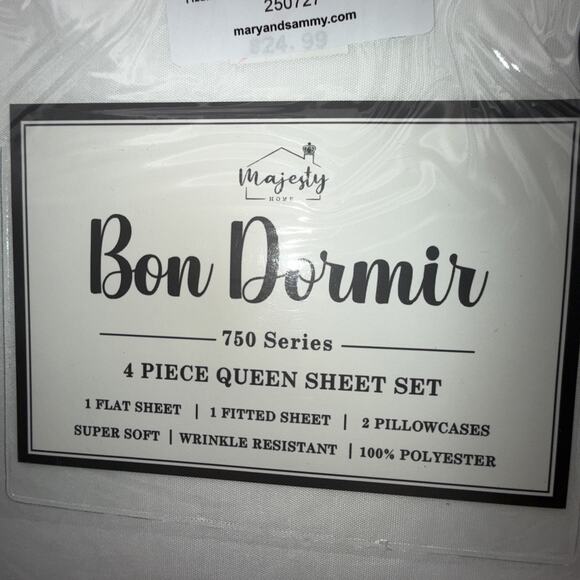 Queen Size Bed Sheet Set White - Majesty - Picture 2 of 9